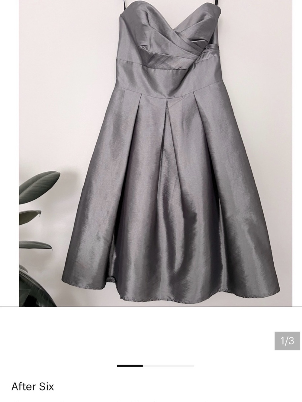 After Six Silver Strapless A-Line Prom Dress